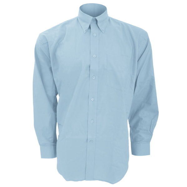 Kustom Kit Herr Workwear Oxford Långärmad Skjorta 15 tum Ljus Light Blue 15inch