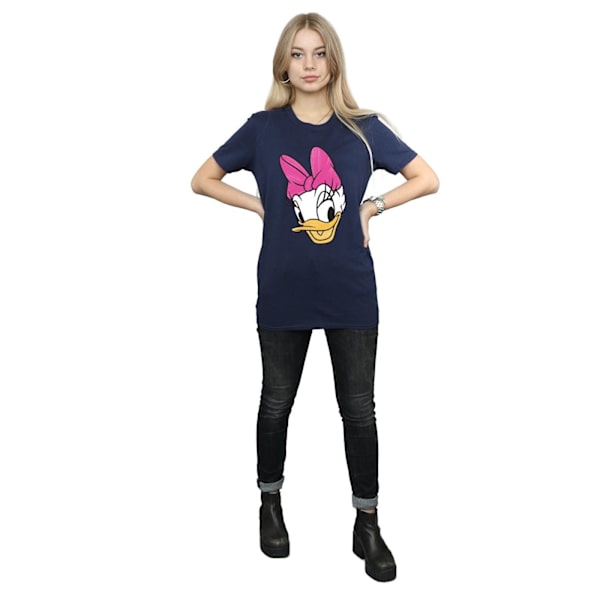 Disney Dam/Damer Daisy Duck Huvudmålad Bomull Boyfriend T-shirt Navy Blue L