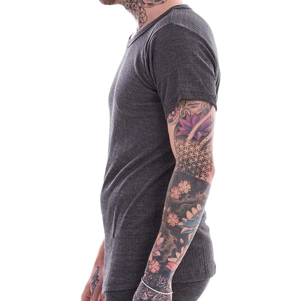 Heatforce Termisk V-hals Kortärmad Baselayer Topp för Herr (Pac Grey L