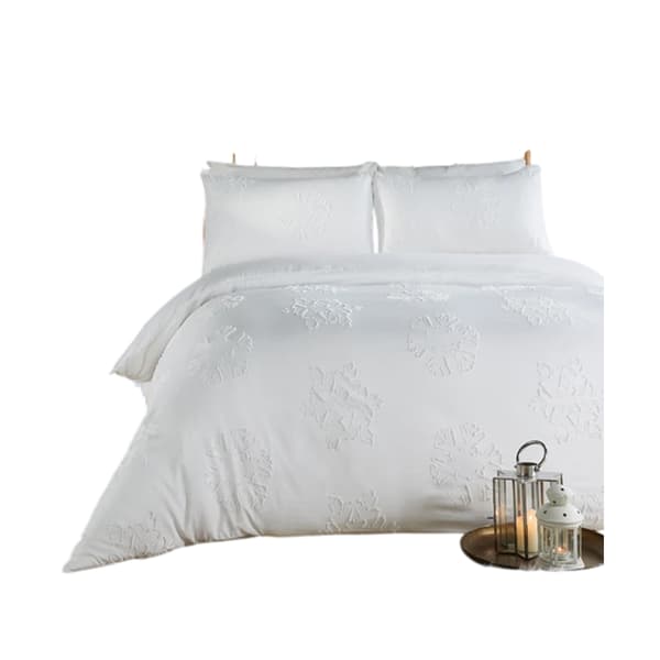 Duvet Day Snow Crystal Vändbart Mjukt Tuftat Påslakan White Single