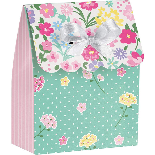 Kreativa fest läckra blommor Tea Party-påsar (förpackning med 12) Green/Pink/White One Size