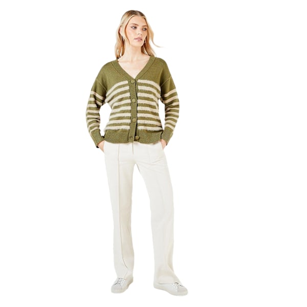 Principles Cardigan för Kvinnor/Dam med Randig Eyelash-Stickning Storlek 16 UK Khaki Khaki Green 16 UK