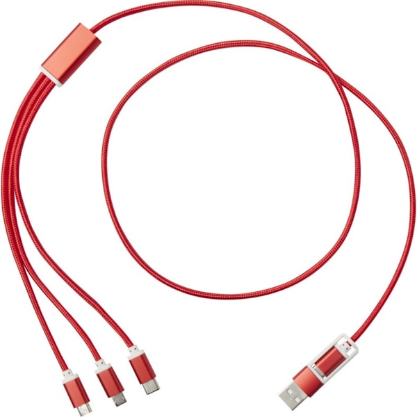Mångsidig 5 i 1 återvunnen aluminiumladdningskabel One Size Röd Red One Size