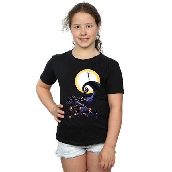 Nightmare Before Christmas Flickor Cemetery Bomull T-shirt 7-8 År Black 7-8 Years