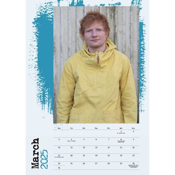 Ed Sheeran 2025 A3 Väggkalender 42cm x 30cm Flerfärgad Multicoloured 42cm x 30cm