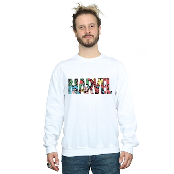 Marvel Comics Herr Infill Logo Sweatshirt M Vit White M