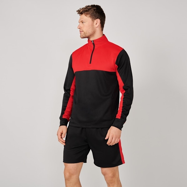 Finden & Hales Herrar Kvart Zip Spårjacka XS Svart/Röd Black/Red XS