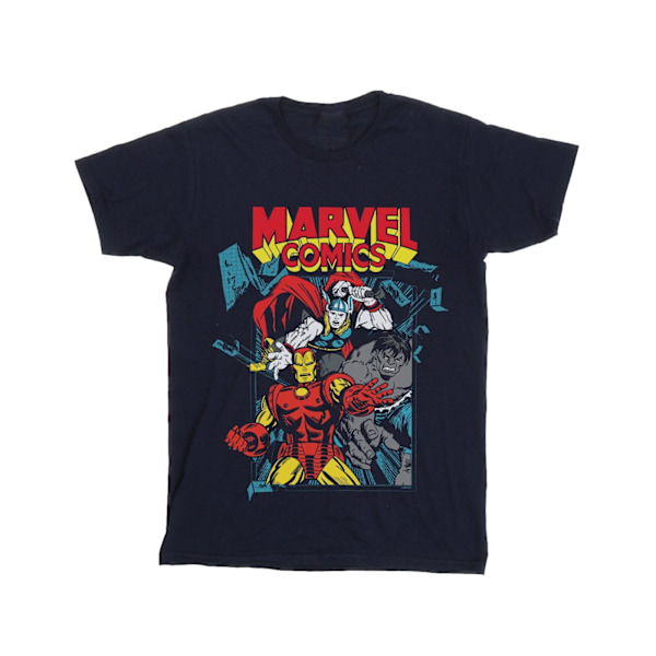 Marvel Comics Girls Trio Pose Bomull T-shirt 5-6 år Marinblå Navy Blue 5-6 Years