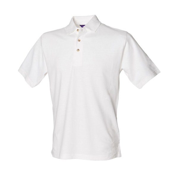 Henbury Herr Classic Cotton Pique Heavy Polo Shirt XL Vit White XL