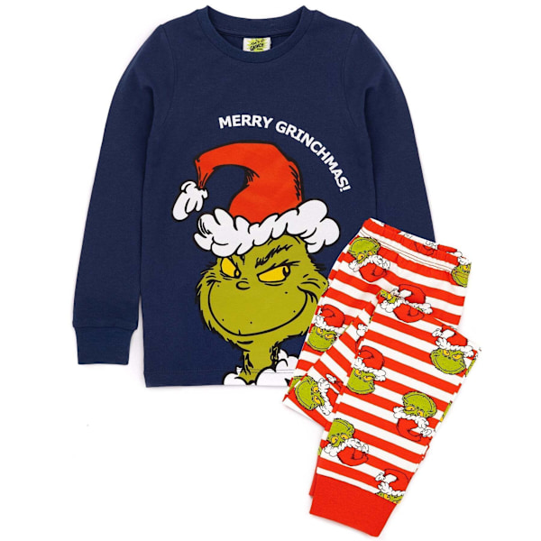 The Grinch Barn/Barnkläder Åtsittande Julpyjamas Set 9-10 År Blue/Green/White/Red 9-10 Years
