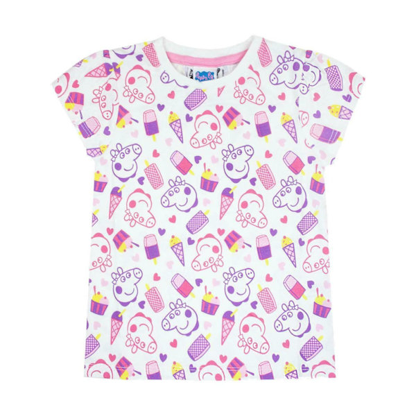 Greta Gris flickor All-Over Print T-shirt 12-18 månader Vit White 12-18 Months