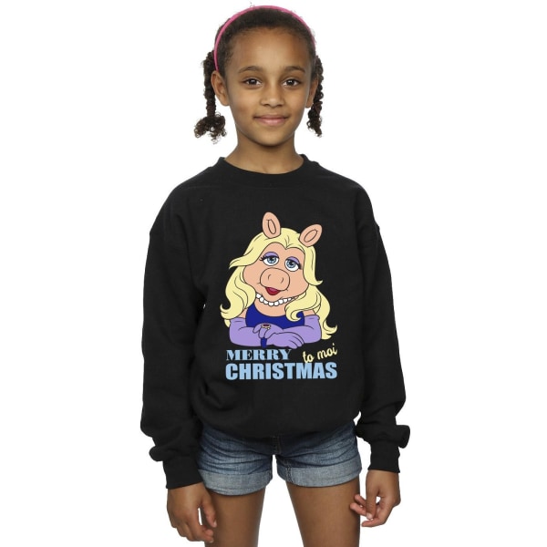 Disney Girls Muppets Miss Piggy Queen of Holidays Sweatshirt 3- Black 3-4 Years
