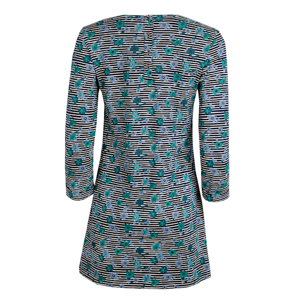 Weird Fish Charlotte Blommig Randig Jersey Organisk Damtröja Navy Blue 10 UK