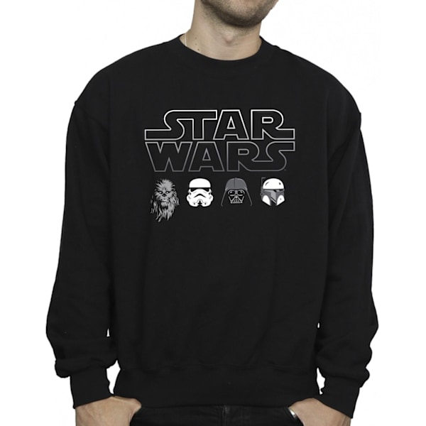 Star Wars Herr Sweatshirt med Karaktärs Huvuden XXL Svart Black XXL