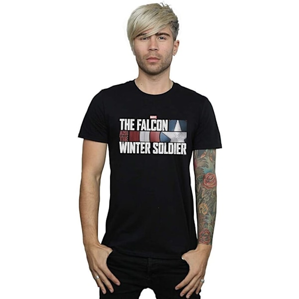 The Falcon and The Winter Soldier Unisex Adult Action HR Logo T Black S