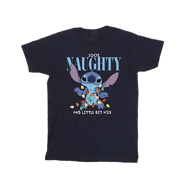 Disney Girls Lilo & Stitch Naughty & Nice Bomull T-shirt 3-4 år Navy Blue 3-4 Years