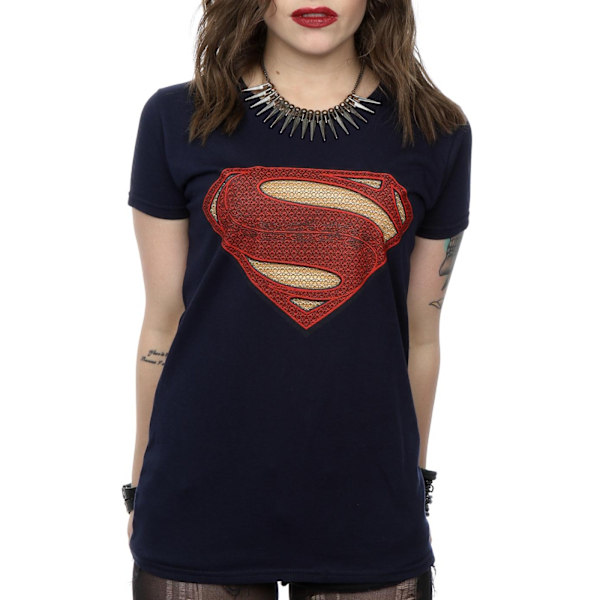 DC Comics Dam/Kvinnor Superman Man Of Steel Logo Bomull T-Shirt Deep Navy XL