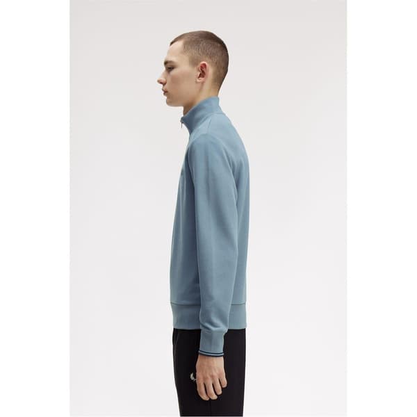 Fred Perry Herr Logotyp Half Zip Tröja S Blå Blue S