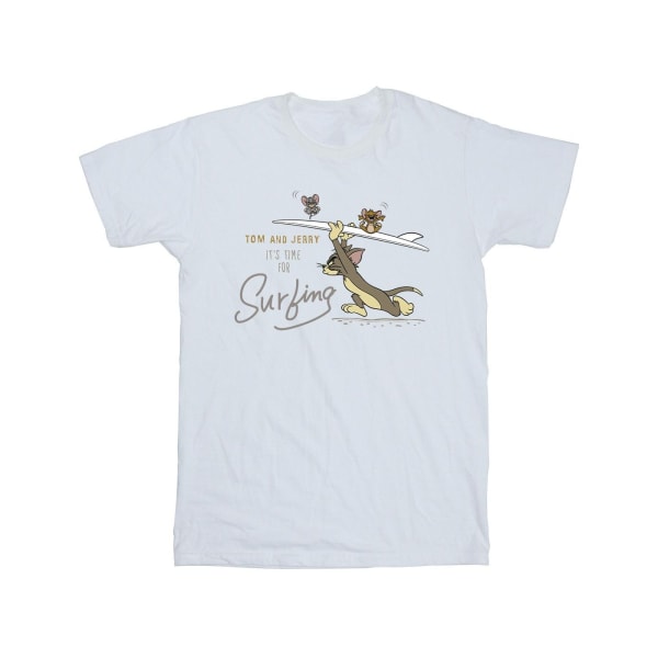 Tom And Jerry Girls Det är dags för surfing bomull T-shirt 7-8 Ye White 7-8 Years