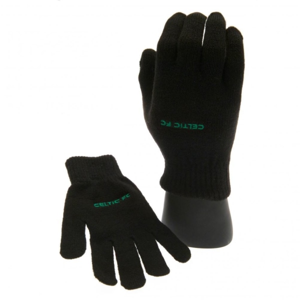 Celtic FC Stickade handskar för barn/barn One Size Svart/Grön Black/Green One Size