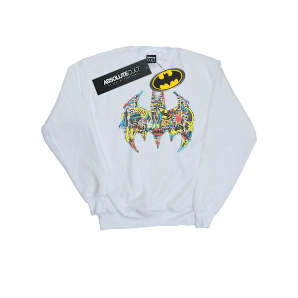 DC Comics Girls Batman Batgirl Logo Collage Sweatshirt 7-8 År White 7-8 Years