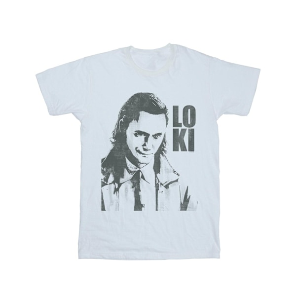 Marvel Dam/Damer Loki Head Poster Bomull Boyfriend T-Shirt White L