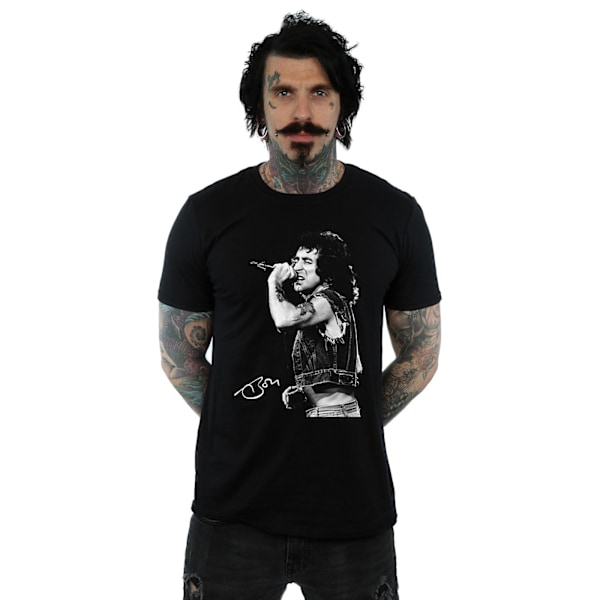 Bon Scott Herr Signerad Foto T-Shirt L Svart Black L