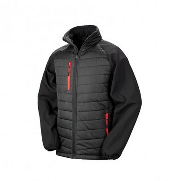 Result Herr Svart Compass Vadderad Softshelljacka L Svart/Röd Black/Red L