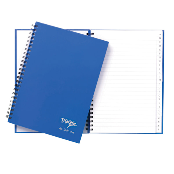 Tiger Stationery 72-arks dubbeltrådsindexerad anteckningsbok A5 blå Blue A5