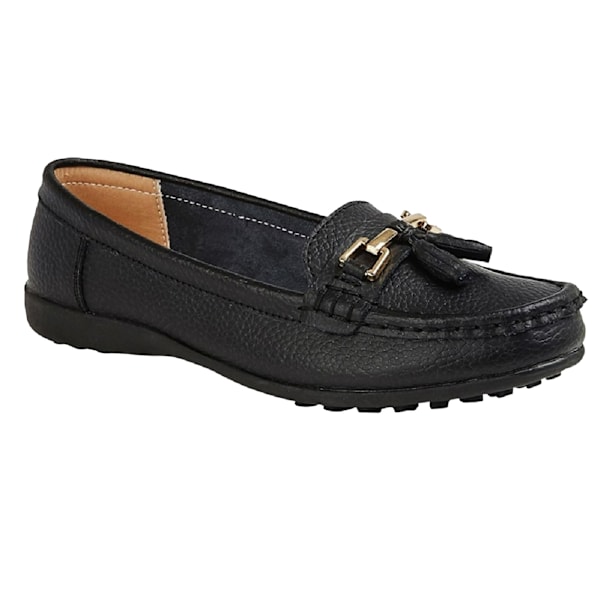 Boulevard Dam/Damer Action Läder Tofs Loafers 6 UK Svart Black 6 UK