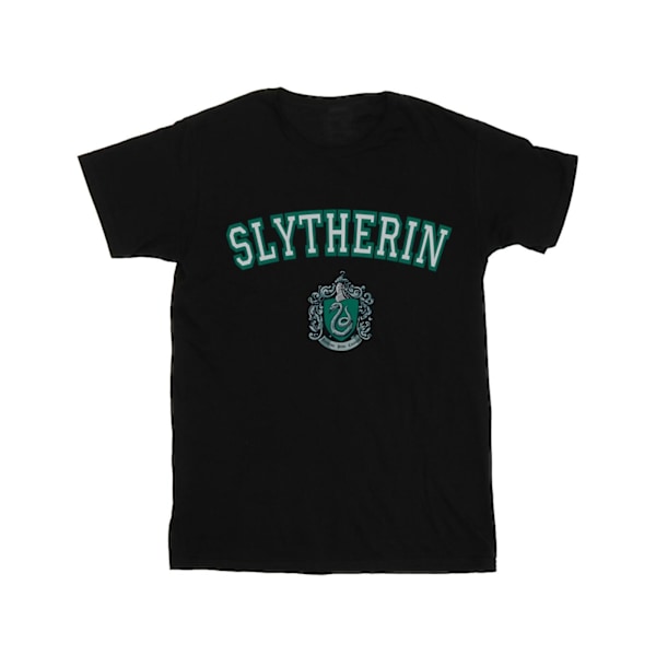 Harry Potter T-shirt i bomull med Slytherin-vapen, 3-4 år, svart Black 3-4 Years