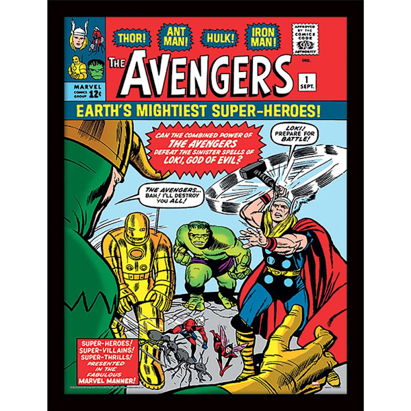 Marvel Comics Avengers Vs Loki Print 40cm x 30cm Multifärgad Multicoloured 40cm x 30cm