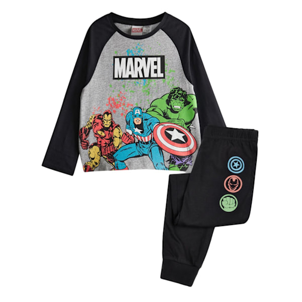 Marvel Avengers Boys Tryckt Lång Pyjamas Set 3-4 År Svart Black 3-4 Years