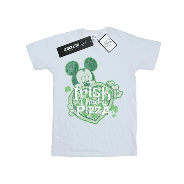 Disney Womens/Ladies Mickey Mouse Shamrock Pizza Bomull Boyfriend T-Shirt XXL Vit White XXL