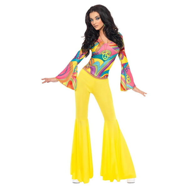 Smiffys Dam/Dam 70-tals Groovy Babe Kostymset M Gul/Flerf Yellow/Multicoloured M