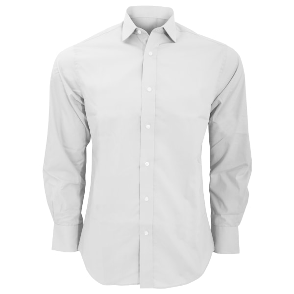 Kustom Kit Herr Skräddarsydd passform Långärmad Business Shirt 15 tum White 15inch