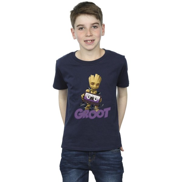Guardians Of The Galaxy Boys Groot Kasett T-shirt 7-8 år Na Navy Blue 7-8 Years