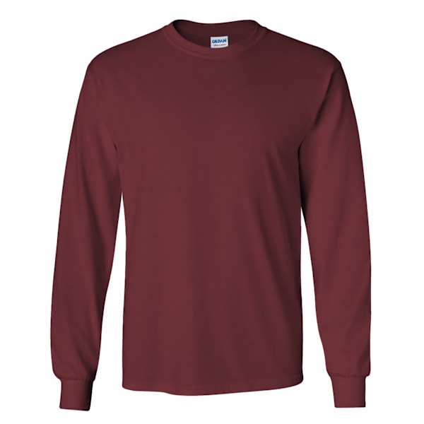 Gildan Herr Enfärgad Crew Neck Ultra Cotton Långärmad T-shirt L Maroon L