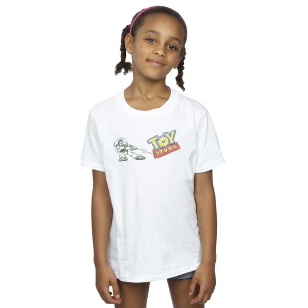 Disney Flickor Toy Story Buzz Pulling Logotyp Bomulls T-shirt 5-6 År White 5-6 Years