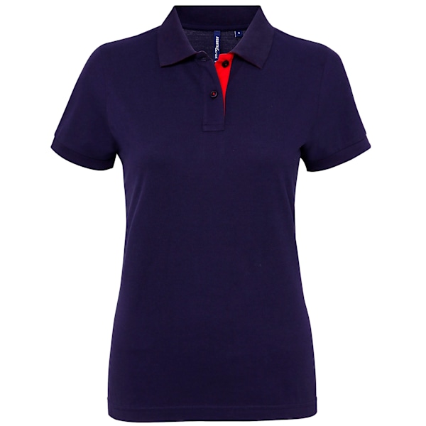 Asquith & Fox Dam/Dam Short Sleeve Contrast Polo Shirt S Navy/ Red S