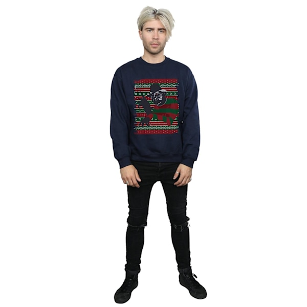 A Nightmare On Elm Street Herr Jul Fair Isle Sweatshirt X Navy Blue XL