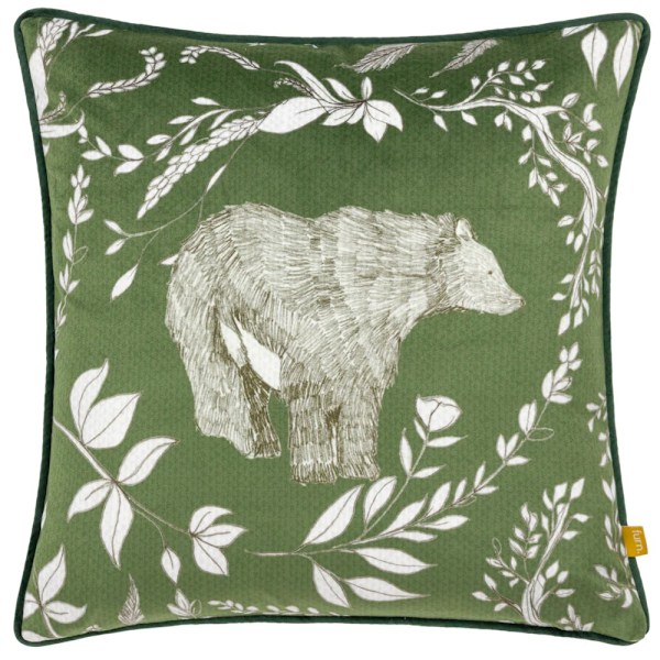 Furn Buckthorn Kantad Sammet Björn Kuddfodral 43cm x 43cm Grön Green 43cm x 43cm