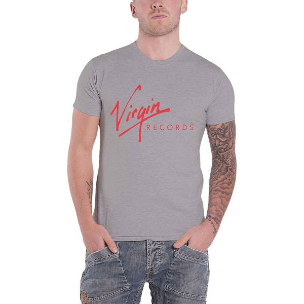 Virgin Records Unisex Vuxen Logo Bomull T-shirt M Grå Grey M