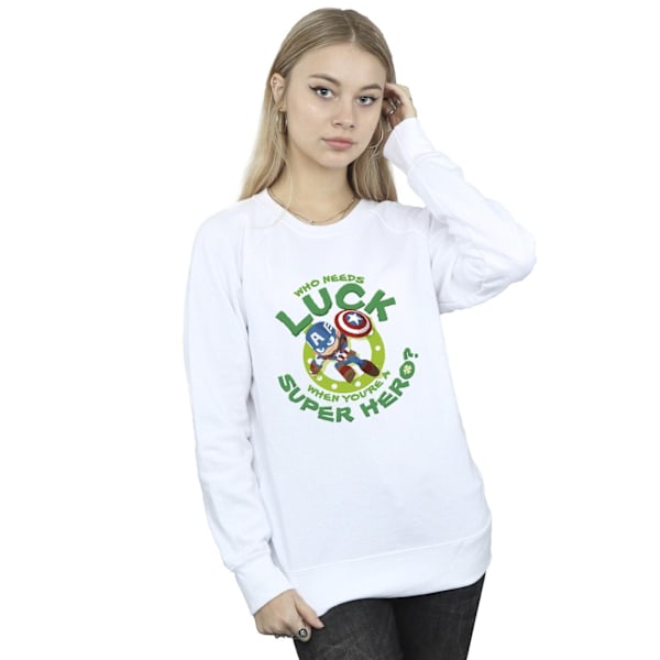 Marvel Dam/Damer St Patrick´s Day Captain America Luck Sweatshirt White S