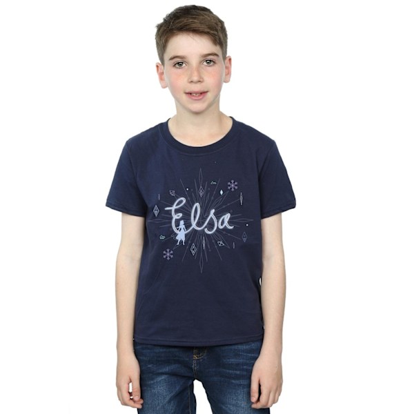 Disney Boys Frozen 2 Elsa Snowflake T-shirt 7-8 år Marinblå Navy Blue 7-8 Years