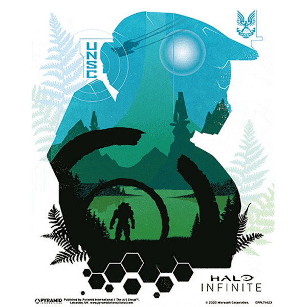 Halo Infinite 3D-utskrift 25cm x 20cm Blå/Grön/Svart Blue/Green/Black 25cm x 20cm