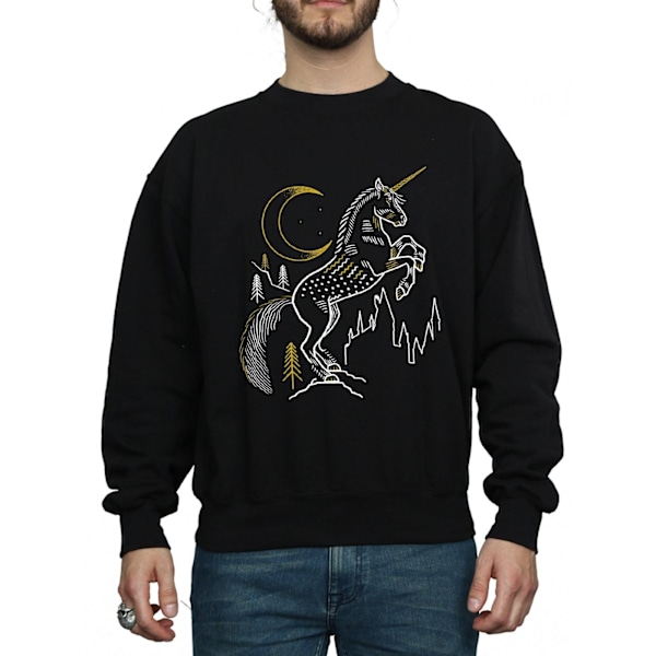 Harry Potter Herr Unicorn Line Art Sweatshirt S Svart Black S