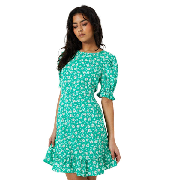 Dorothy Perkins Dam/Dam Floral Volangkant Petite Mini Klänning Green 8 UK