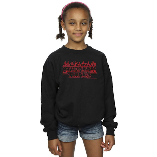 Netflix Girls Stranger Things Flames Sweatshirt 12-13 år Bla Black 12-13 Years