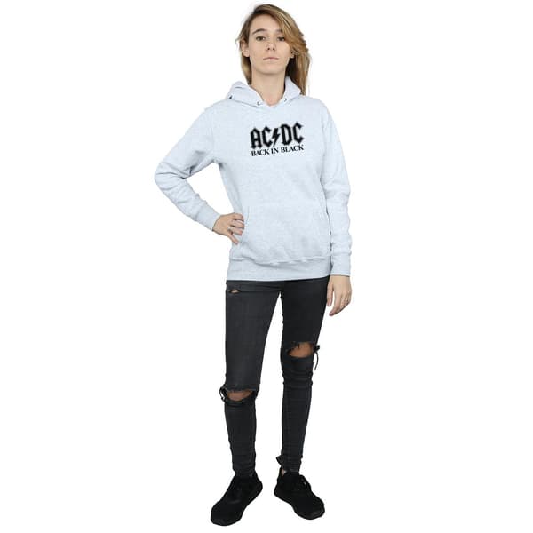 AC/DC Dam/Dam Back in Black Logohuvtröja L Ljusgrå Heather Grey L